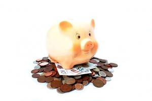 Piggy bank on money