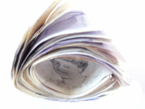 Folded pound bills