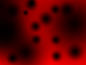 Red background with black holes