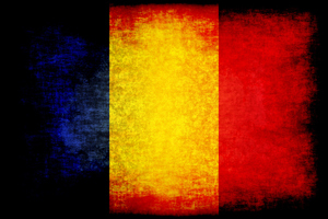 Rumänska flaggan grunge konsistens