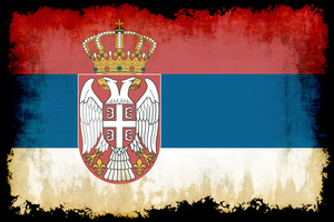 Serbian flag grunge effect