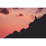 Homme au coucher du soleil à Asilah, Maroc