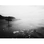 Surfer standing on the beach