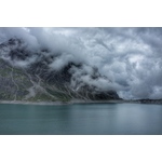 Calm and cloudy over lake