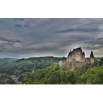 Castle fortifications near a town