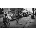 Cyclistes de Chicago en noir et blanc