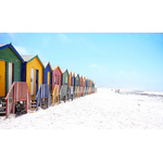 Colorful beach huts on beach