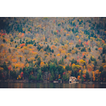 Colorful slope by a lake