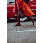 Woman in colorful dress