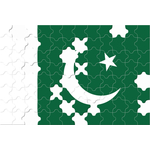 Bandera pakistaní con piezas del puzzle