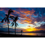 Coucher du soleil sur la baie de la plage de Dangan