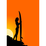 Silhouet van een surfer girl